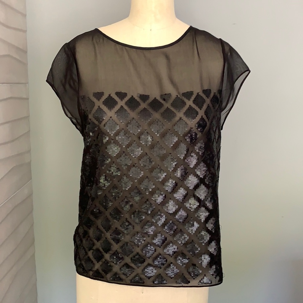 All Saints Black Sequin Top